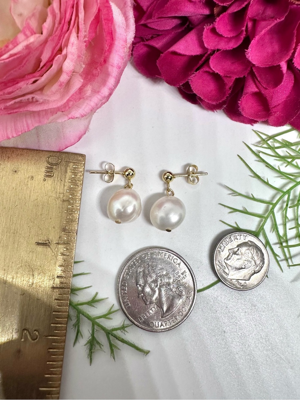 NEW⚜️Freshwater Pearl Single Drop Earrings - Picture 5 of 5